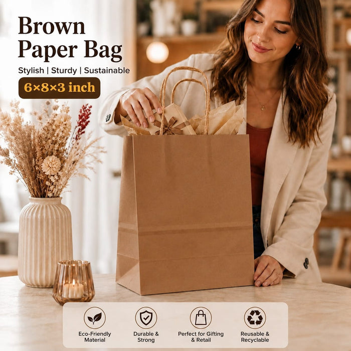 Premium Paper Gift Bag with Handle | Return Gift, Shopping & Packaging Bag | Available in Red, White, Black, Green & Brown