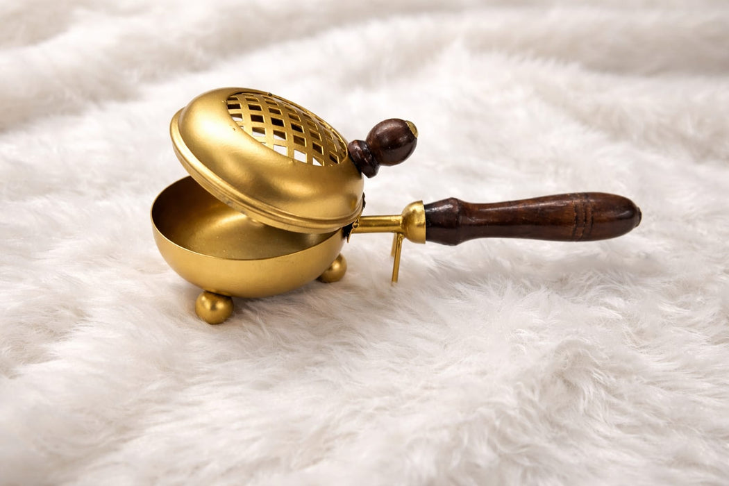 Premium Golden Metal Dhoop Dani for Pooja & Home Fragrance | Traditional Incense Burner with Elegant Finish