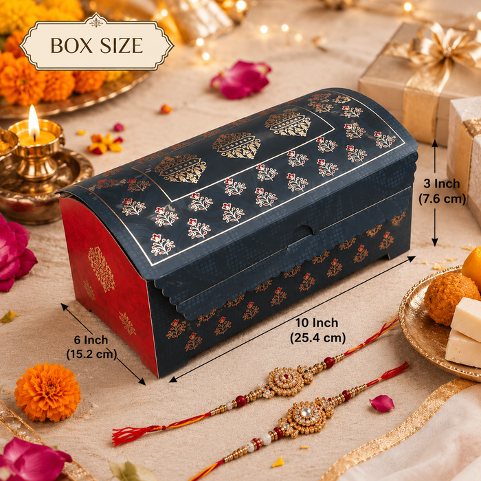 Royal Sandook Premium Printed Curved Gift Hamper Box | Luxury Festive Packaging Box for Raksha Bandhan, Diwali, Wedding & Return Gifts