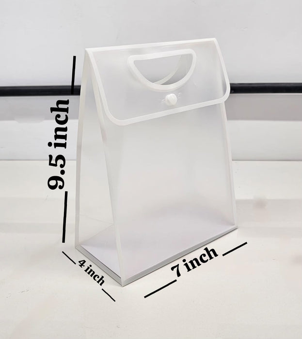 Translucent Gift Bag with Handle (18 x 23 x 10CM) | Premium Semi Transparent Carry Bag for Gifts, Hampers, Wedding Return Gifts, Birthday & Festive Packing