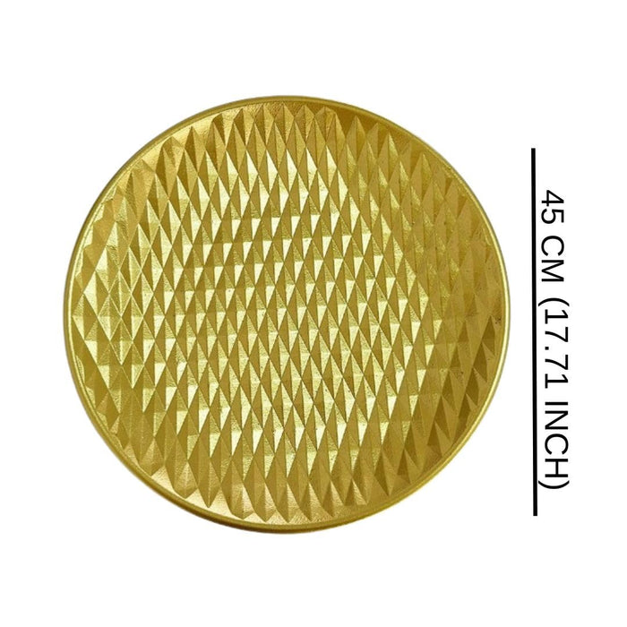 1 piece Round Shape Golden MDF Partical Board Plate for Showpiece, Home decor, Raksha Bandhan, Decoration item, Rakhi Gifting, Pooja, Ganesh Chaturthi, Living Room, Table top (pack of 1)