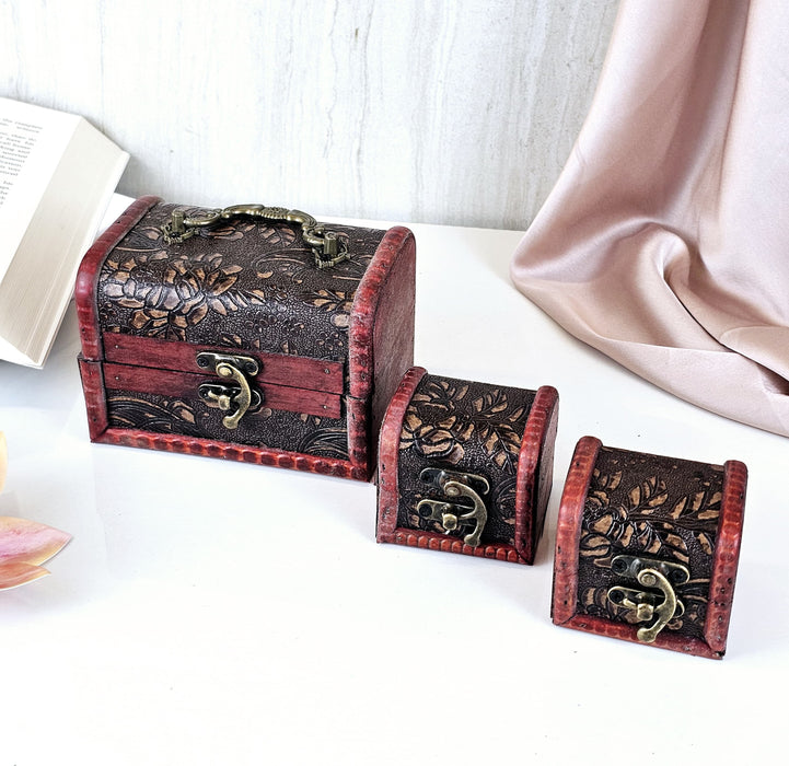 1 Set (3 pcs) Wooden Decorative Box For Home Decor, Occasions, Festival, Table Top, Gifting Item(Pack of 3)