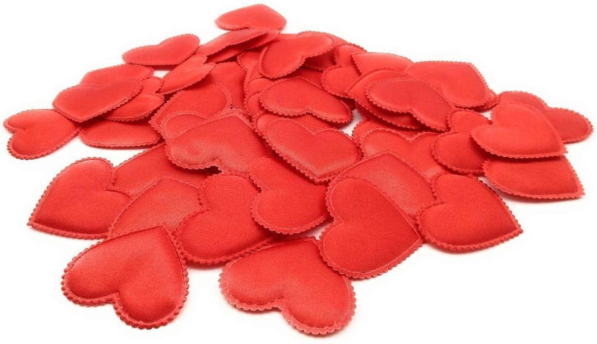 Red Satin Heart Patch Perfect for Him Her Valentine's day wedding New year Birthday Annivesary Mother's day Party Decor Romantic Art craft Clothing Table Decor