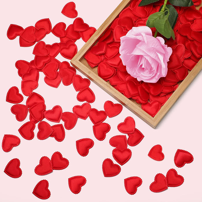 Red Satin Heart Patch Perfect for Him Her Valentine's day wedding New year Birthday Annivesary Mother's day Party Decor Romantic Art craft Clothing Table Decor