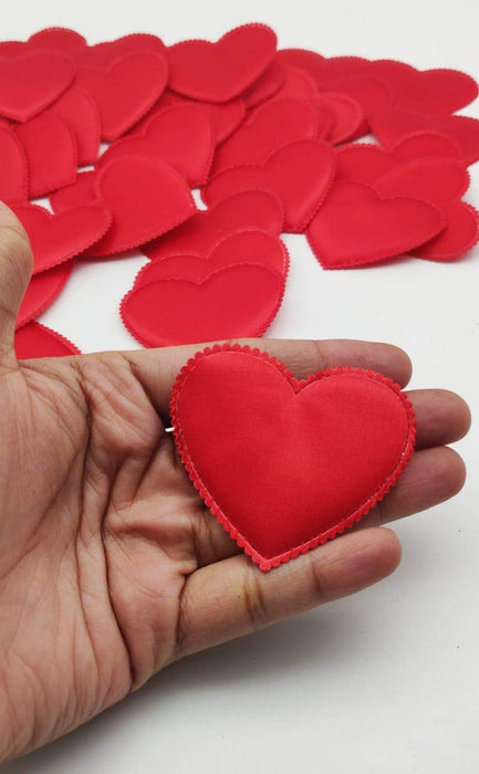 Red Satin Heart Patch Perfect for Him Her Valentine's day wedding New year Birthday Annivesary Mother's day Party Decor Romantic Art craft Clothing Table Decor