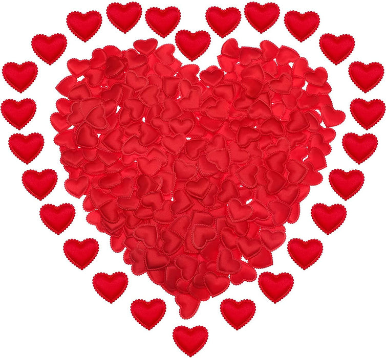 Red Satin Heart Patch Perfect for Him Her Valentine's day wedding New year Birthday Annivesary Mother's day Party Decor Romantic Art craft Clothing Table Decor