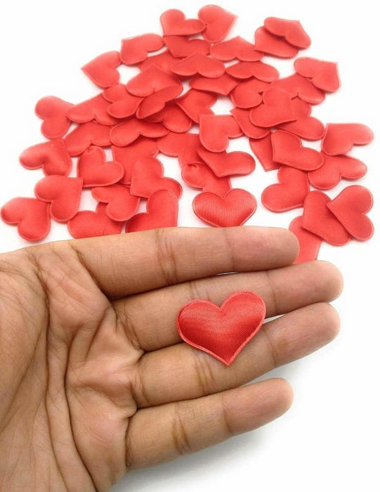 Red Satin Heart Patch Perfect for Him Her Valentine's day wedding New year Birthday Annivesary Mother's day Party Decor Romantic Art craft Clothing Table Decor