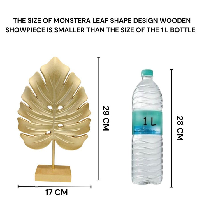 1 Pc Monstera Leaf Shape Golden MDF Partical Board Showpiece for Home Decor, Office Desk,Living Room, Bedroom, Dining Room, Rakshabandhan Gifting, Centerpiece, Table Decor(Pack of 1) (Model 2)