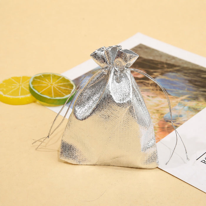 50 Pcs Non-Woven Drawstring Gift Pouch Bag, Premium Shiny Potli Bag for Chocolates, Dry Fruits, Jewellery, Coins, Return Gifts, Wedding, Birthday & Party Favour Packaging