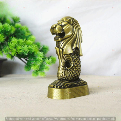 1 PC Merlion Singapore Metal Statue showpiece Antique Statue for Room, Office, Decorative Showpeice for Home, Desk Decor, Table Stand (Metal)