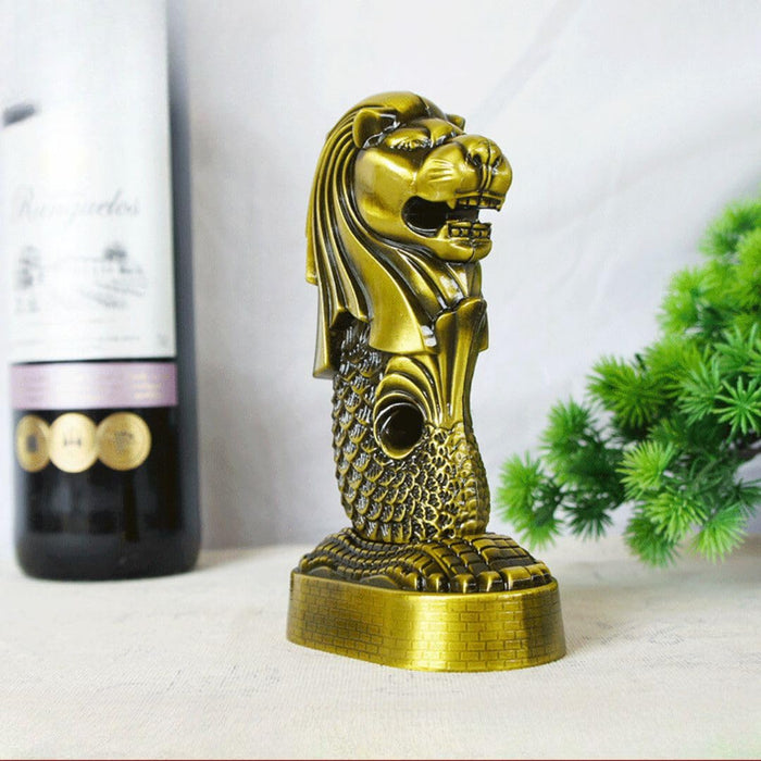 1 PC Merlion Singapore Metal Statue showpiece Antique Statue for Room, Office, Decorative Showpeice for Home, Desk Decor, Table Stand (Metal)