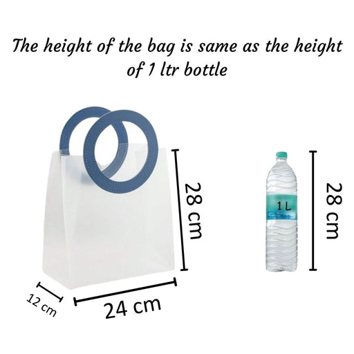 Big Size( 28 x 12 x 24 cm) Translucent  Bags with Round Handle Gift Paper Bag, Carry Bags, Gift Bag, Gift for Birthday, Valentine, Marriage, Festivals, Season's Greetings and Events (Big)