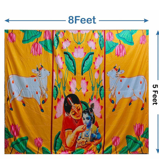 1 pcs Beautiful Kanhaji Theme Backdrop  for Religious Celebrations,Diwali Home Pooja – Perfect Décor (Design-3)