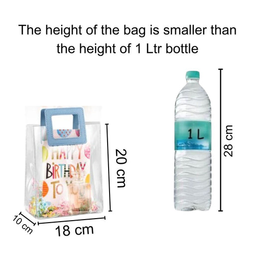 Small Transparent Bags with Square Handle Gift Paper Bag, Carry Bags, Gift Bag, Gift for Birthday, Valentine, Marriage, Festivals, Season's Greetings and Events (Blue) (Small)