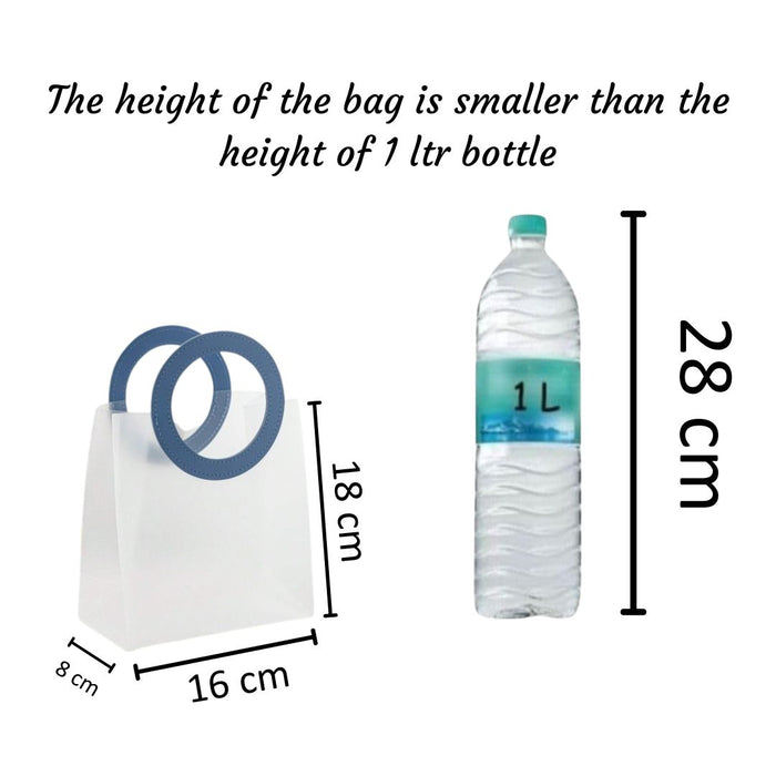 Small Size( 18.5 x 8 x 16 cm) Translucent  Bags with Round Handle Gift Paper Bag, Carry Bags, Gift Bag, Gift for Birthday, Valentine, Marriage, Festivals, Season's Greetings and Events (Small)