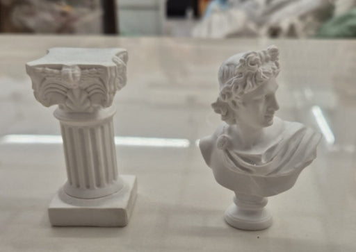 1 Pcs Mini Greek Roman Bust Statue with pillar | Apollo Resin Sculpture | Home & Office Desk Decor | Decorative Showpiece for Bedroom, Living Room, Bookshelf, and Art Lovers.
