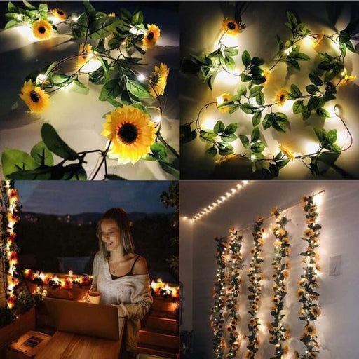 1 Pcs Sunflower LED Lights for Home Balcony Festival Events Birthday, Anniversary Decoration Christmas(220 cm)(2 Meter) (Battery oprated) (Yellow)