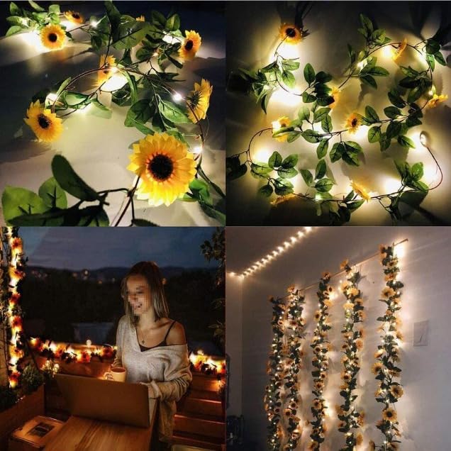 1 Pcs Sunflower LED Lights for Home Balcony Festival Events Birthday, Anniversary Decoration Janmashatami Ganeshchaturthi Christmas(Meter) (Yellow)