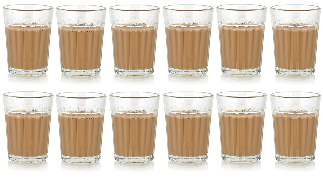 12 Pcs Tea Chai Milk Coffee Small Glass Cups Mug Best Items Home Crockery for Women, Men, Girls for Gifting in Valentine(Transparent, Pack of 6) (100 ml - Cup Set of 6)