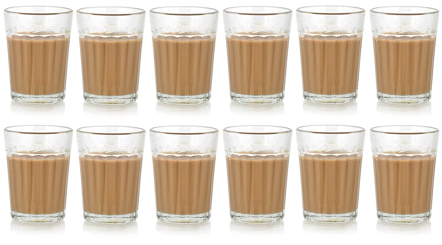 12 Pcs Tea Chai Milk Coffee Small Glass Cups Mug Best Items Home Crockery for Women, Men, Girls for Gifting in Valentine(Transparent, Pack of 6) (100 ml - Cup Set of 6)