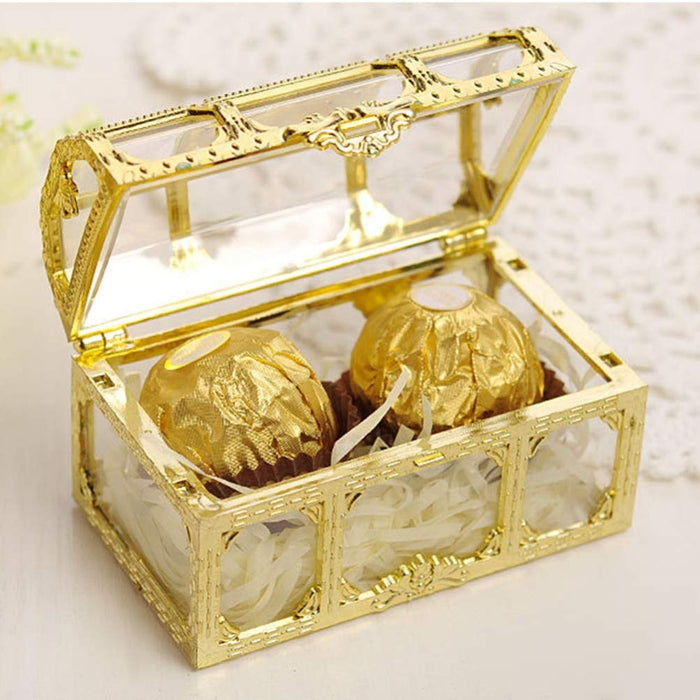 Small Decorative Golden Acrylic Box For Mini Storage,Wedding gift,return gift,Christmas Decoration items, Ring Jewelry Trinket Box, Candy Storage Container Case DIY (Golden Boxes)