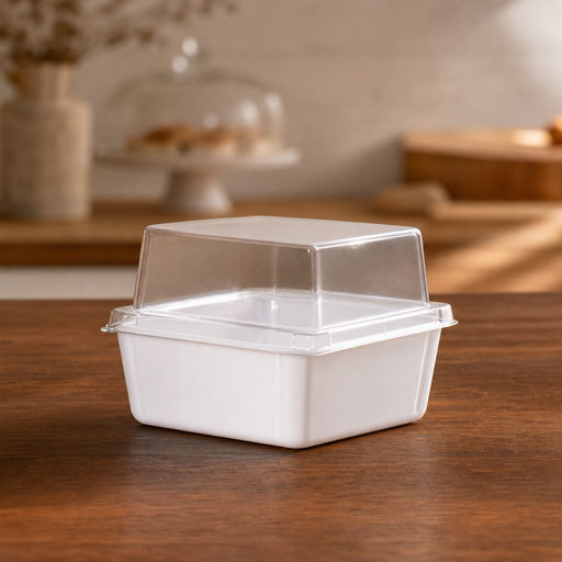 Clear Square Plastic Pastry Box with Transparent Lid, Dessert Packaging Box for Cake Slice, Cupcake, Pastry, Chocolates, Sweets, Bakery & Return Gift Packing