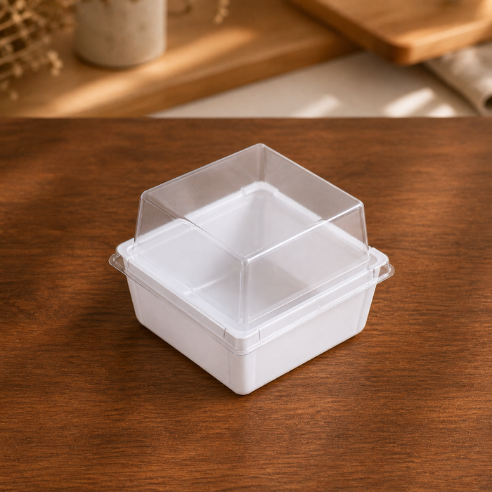 Clear Square Plastic Pastry Box with Transparent Lid, Dessert Packaging Box for Cake Slice, Cupcake, Pastry, Chocolates, Sweets, Bakery & Return Gift Packing
