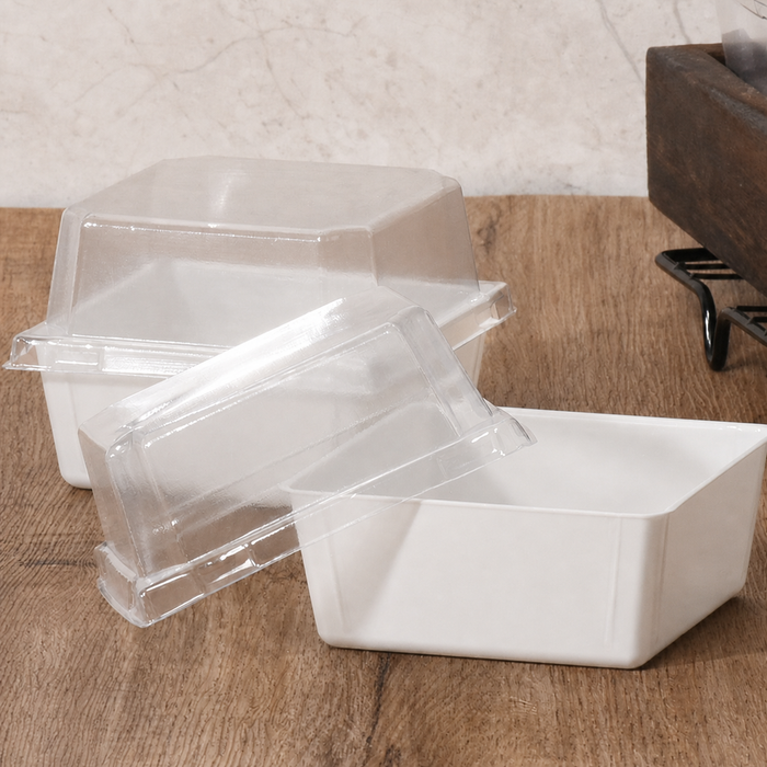 Clear Square Plastic Pastry Box with Transparent Lid, Dessert Packaging Box for Cake Slice, Cupcake, Pastry, Chocolates, Sweets, Bakery & Return Gift Packing
