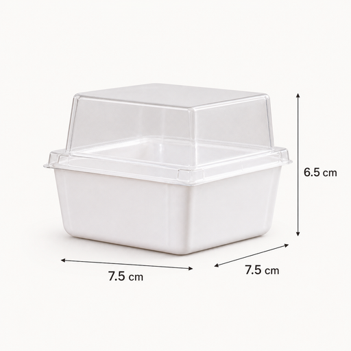 Clear Square Plastic Pastry Box with Transparent Lid, Dessert Packaging Box for Cake Slice, Cupcake, Pastry, Chocolates, Sweets, Bakery & Return Gift Packing