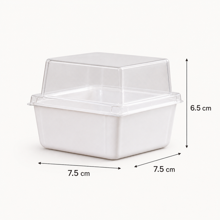 Clear Square Plastic Pastry Box with Transparent Lid, Dessert Packaging Box for Cake Slice, Cupcake, Pastry, Chocolates, Sweets, Bakery & Return Gift Packing