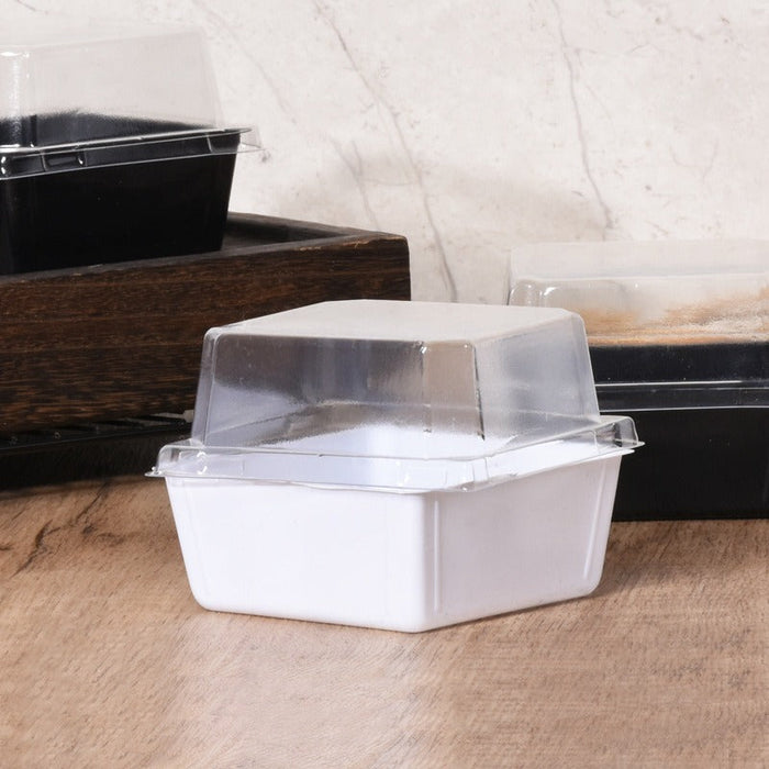 Clear Square Plastic Pastry Box with Transparent Lid, Dessert Packaging Box for Cake Slice, Cupcake, Pastry, Chocolates, Sweets, Bakery & Return Gift Packing