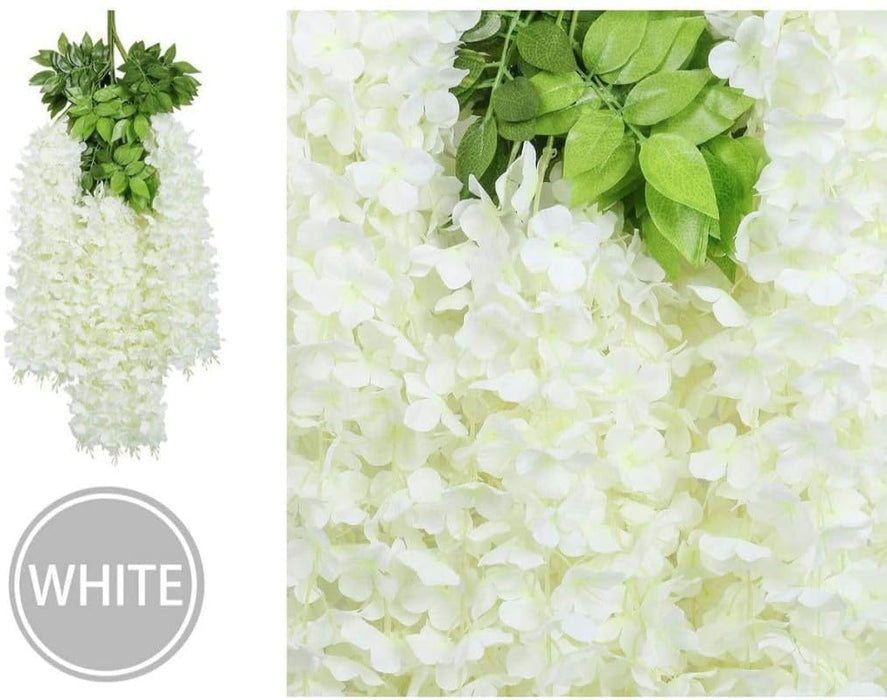 12 pcs Wisteria Artificial Small Flowers for Home Decoration and Craft (Pack of 12, White)