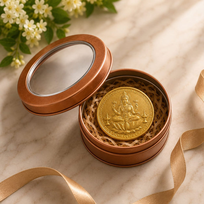 Round Metal Tin Box with Transparent Window Lid | 3.9 × 1.5 Inch | Gift, Rakhi, Cookies, Chocolates & Dry Fruit Packaging