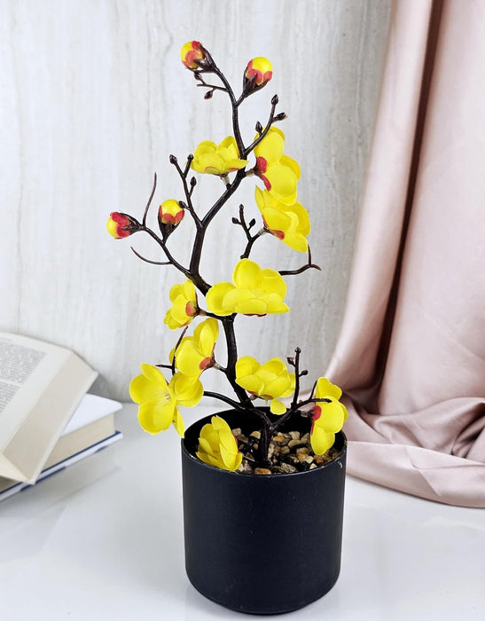 1 Pc Artificial Blossom Flower Stick with Plastic Pot Flower Pot for Home Decor, Living Room, Gifting, Table Top, Showpiece, Balcony, Raksha Bandhan Gifting(Pack of 1)(with Pot)