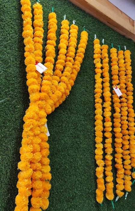Artificial Marigold  Galgota line Flowers Garlands Orange and yellow for Decoration Artificial genda phool Flower line for Decoration Home Decor, Decor,Flower Decoration line