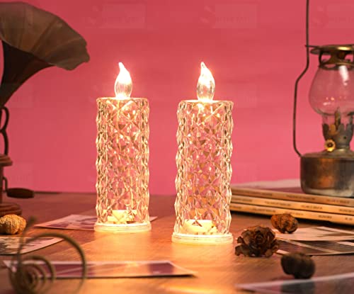 2 Pcs Flameless and Smokeless Decorative Candles Acrylic Led Tea Light  Candle perfect for Home, Christmas, Birthday, Diwali, Any Occasion  decoration