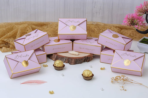 Small Decorative Folding Storage Box for Return Gift, Birthday, Boxes, Perfect for Packing Chocolate, Dry Fruits, and Invitations (Light Pink)