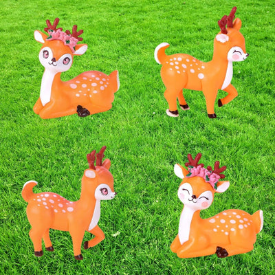 Deer Miniature Multiuse as Home-Garden Decorations, Cake Topper, Toys, Showpieces, Table Topper, Gift Item (4 Pieces)